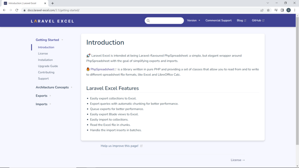 dokumentasi laravel excel