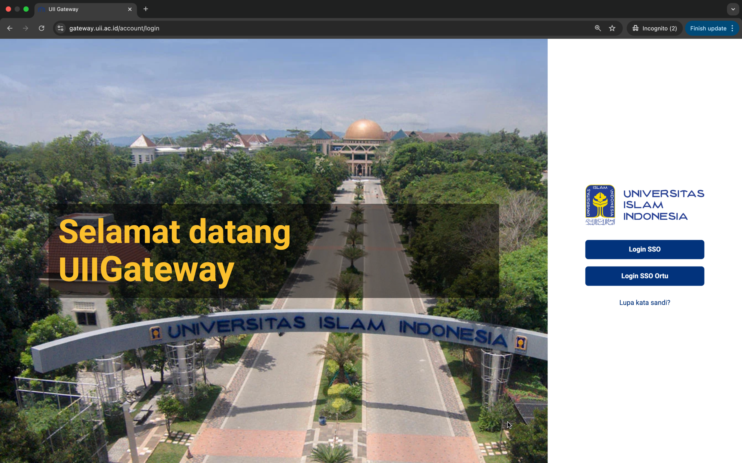 Halaman Login UIIGateway