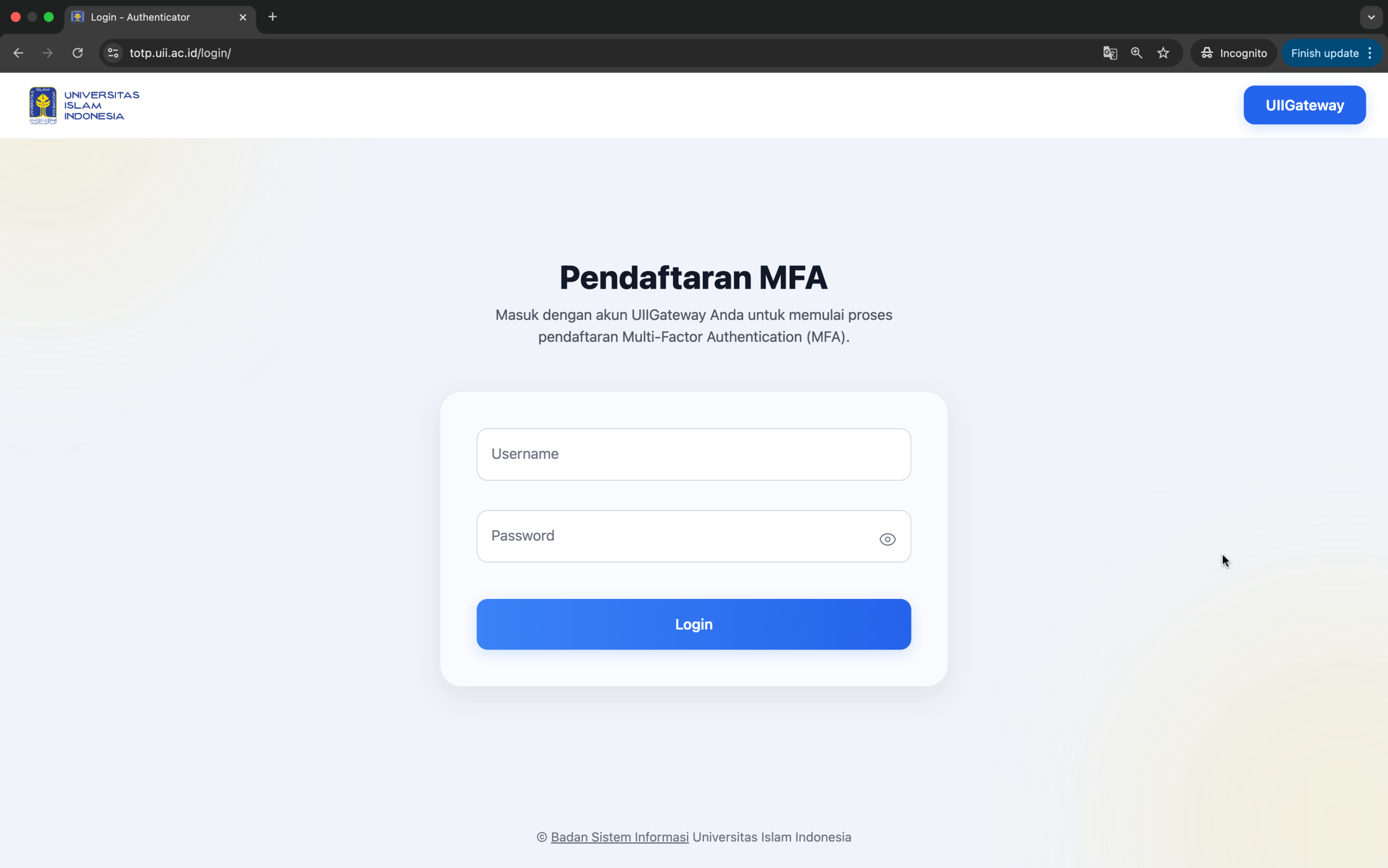 Halaman Pendaftaran Token yang Diperbarui